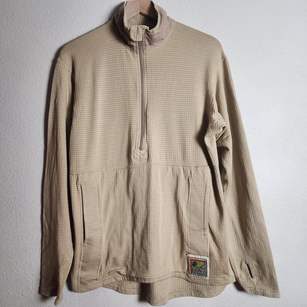 Peckham Pullover Mens Small Beige FROG Fleece 1/4 Zip Flame Resistant USMC